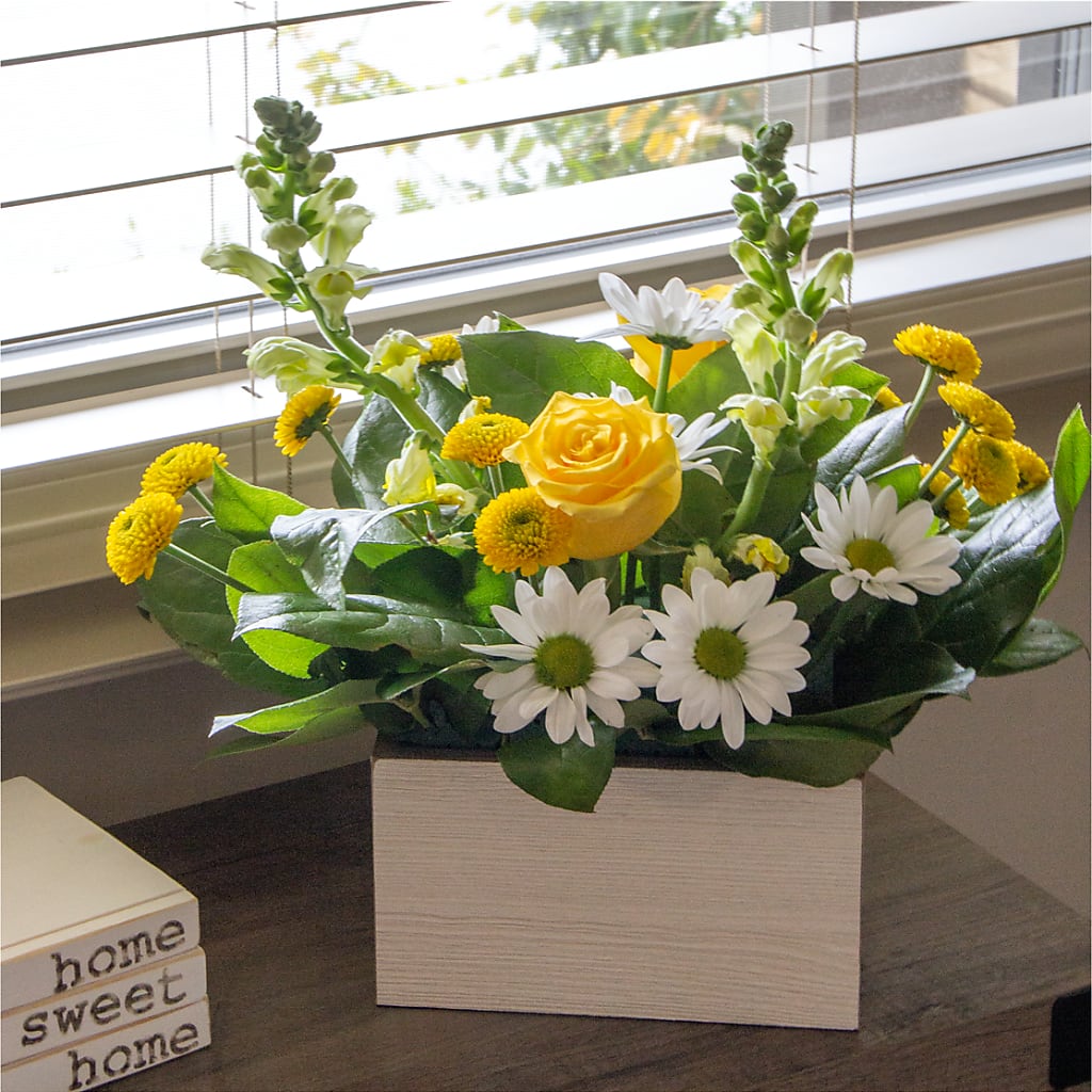Sun Salutation Box Bouquet – MEME'S FRANKLIN FLOWER SHOP, Franklin LA