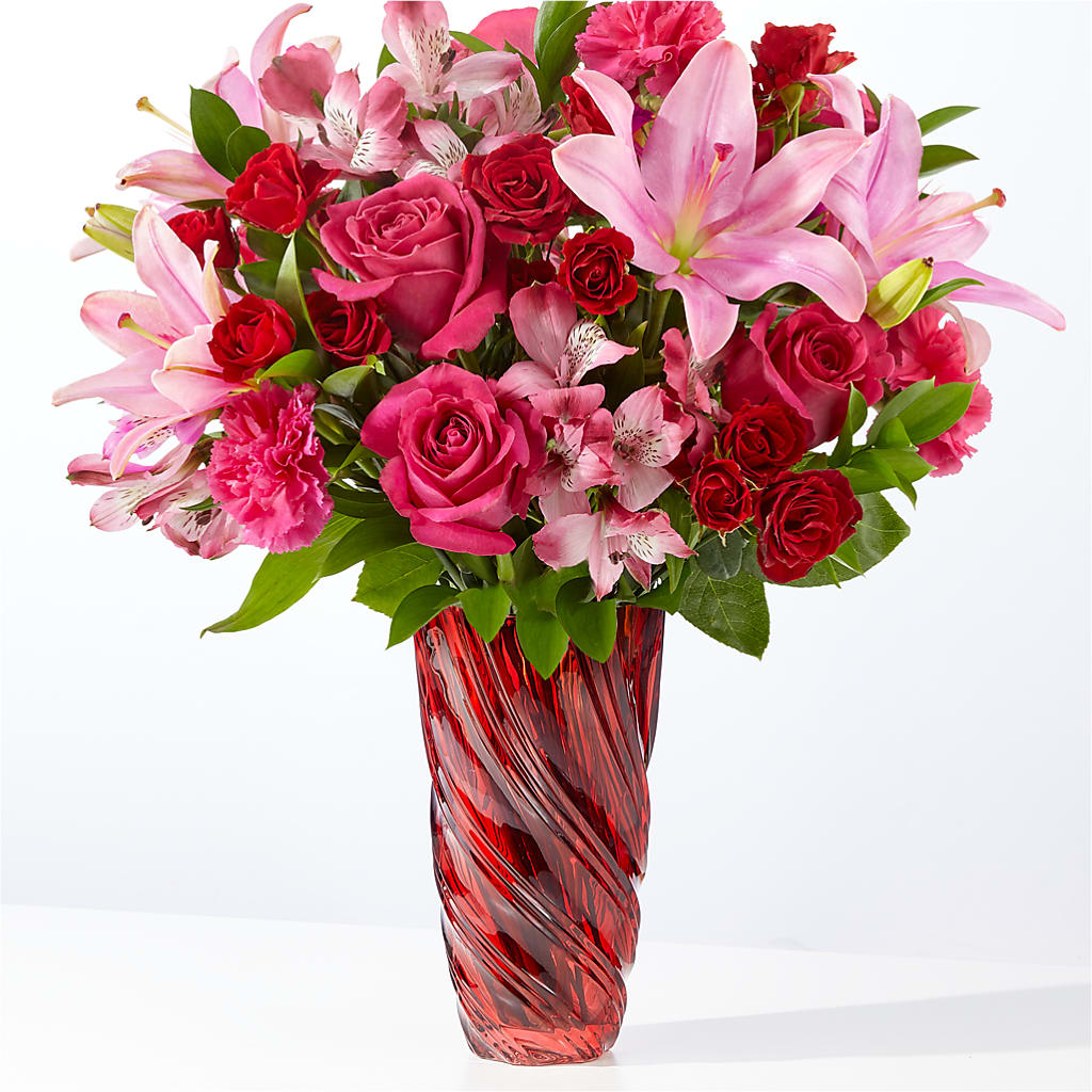 In Love Bouquet with Luxe Swirl Vase – MEME'S FRANKLIN FLOWER SHOP, Franklin LA