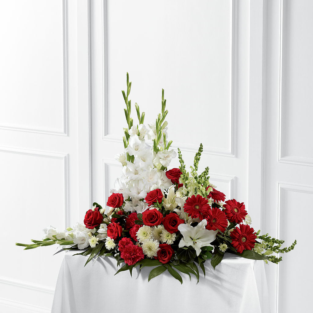Crimson & White Arrangement – MEME'S FRANKLIN FLOWER SHOP, Franklin LA