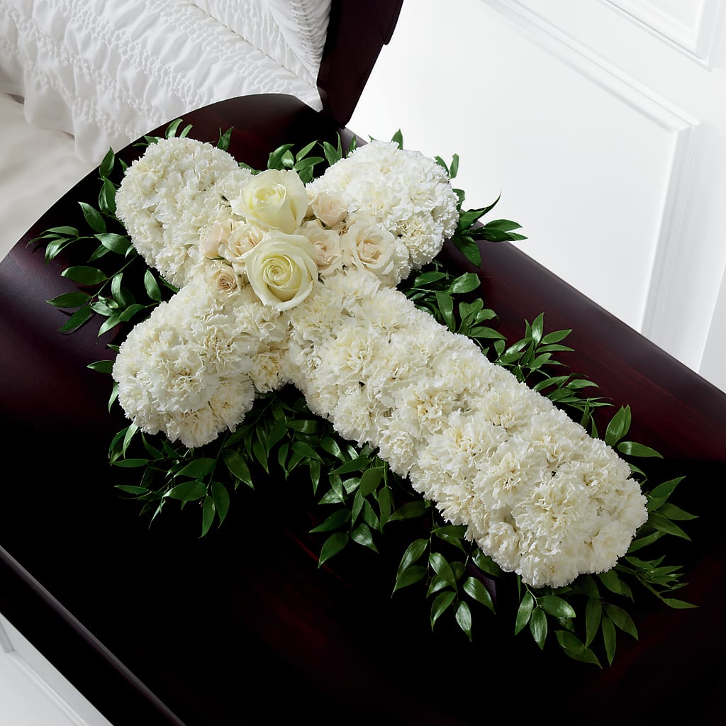 Peaceful Memories Casket Spray (Standard) – MEME'S FRANKLIN FLOWER SHOP, Franklin LA