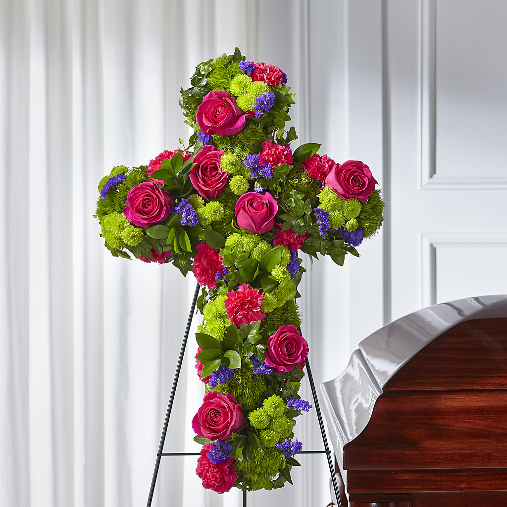 Tribute Rose Floral Cross – MEME'S FRANKLIN FLOWER SHOP, Franklin LA