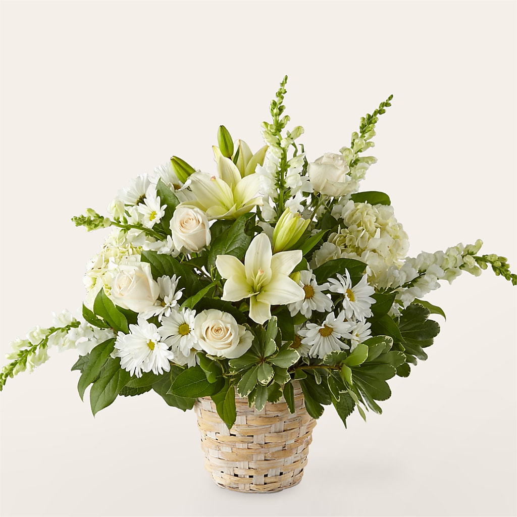 Ivory Elegance Floral Basket – MEME'S FRANKLIN FLOWER SHOP, Franklin LA