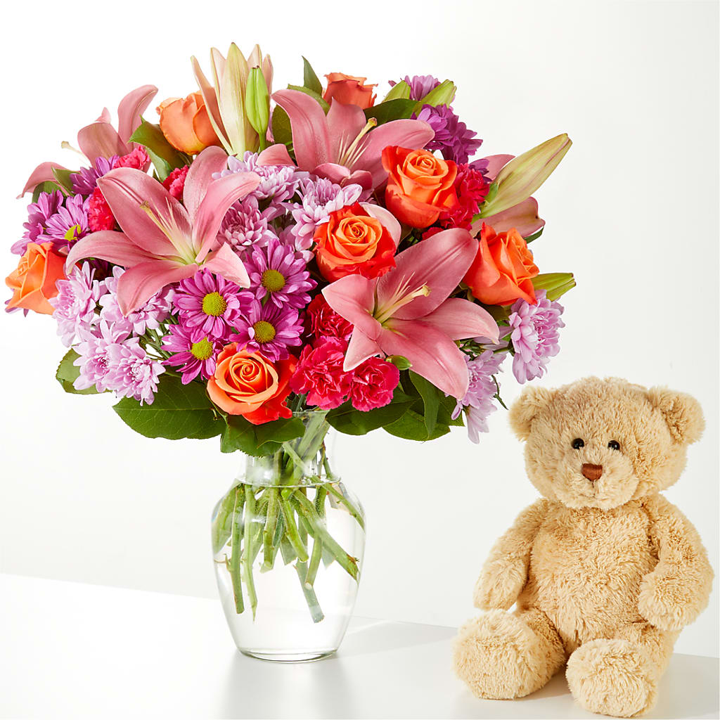 One and Only Bouquet and Bear Bundle – MEME'S FRANKLIN FLOWER SHOP, Franklin LA