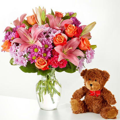 One and Only Bouquet and Bear Bundle – MEME'S FRANKLIN FLOWER SHOP, Franklin LA