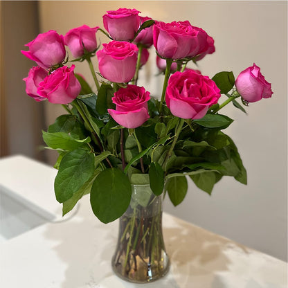 Long Stem Pink Rose Bouquet – MEME'S FRANKLIN FLOWER SHOP, Franklin LA