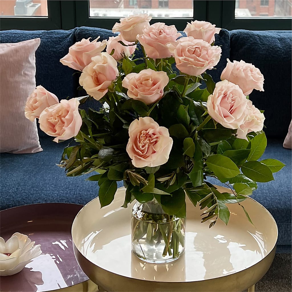 Long Stem Pink Rose Bouquet – MEME'S FRANKLIN FLOWER SHOP, Franklin LA
