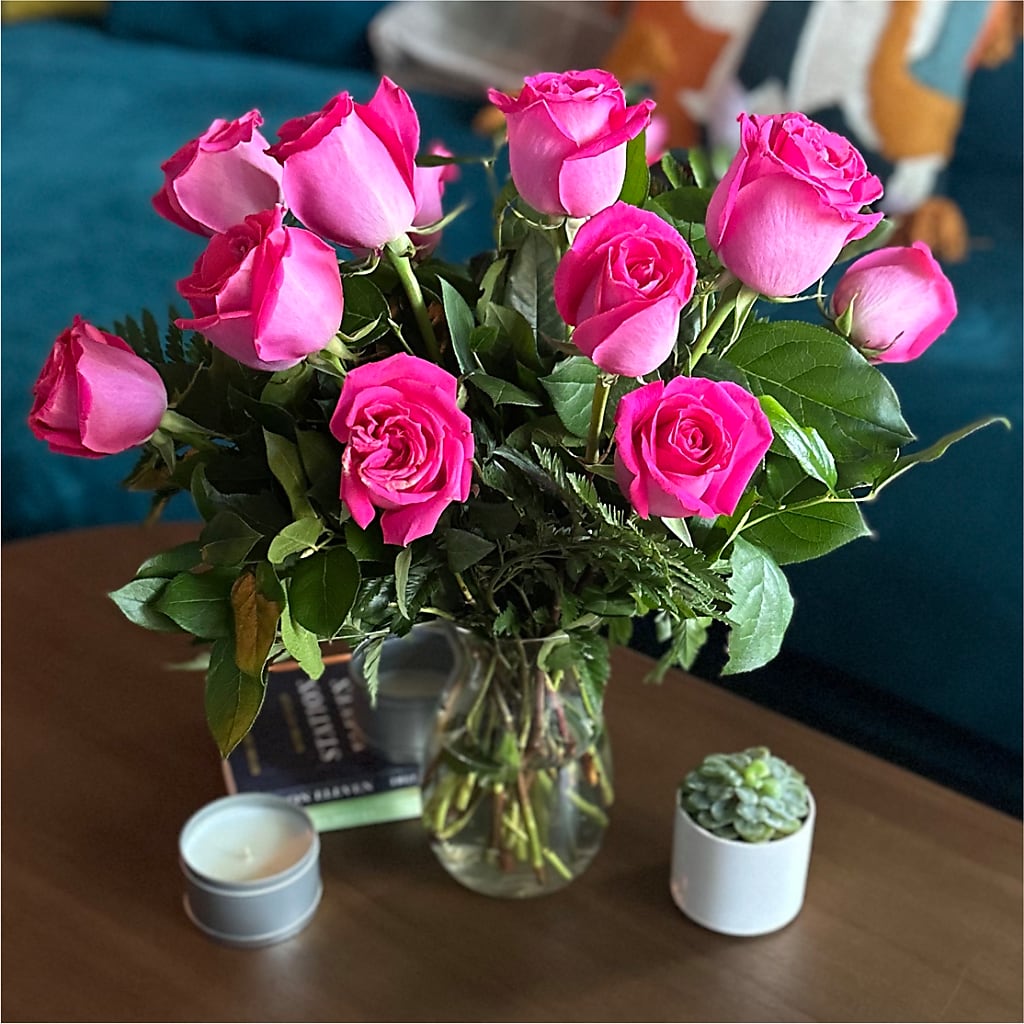 Long Stem Pink Rose Bouquet – MEME'S FRANKLIN FLOWER SHOP, Franklin LA