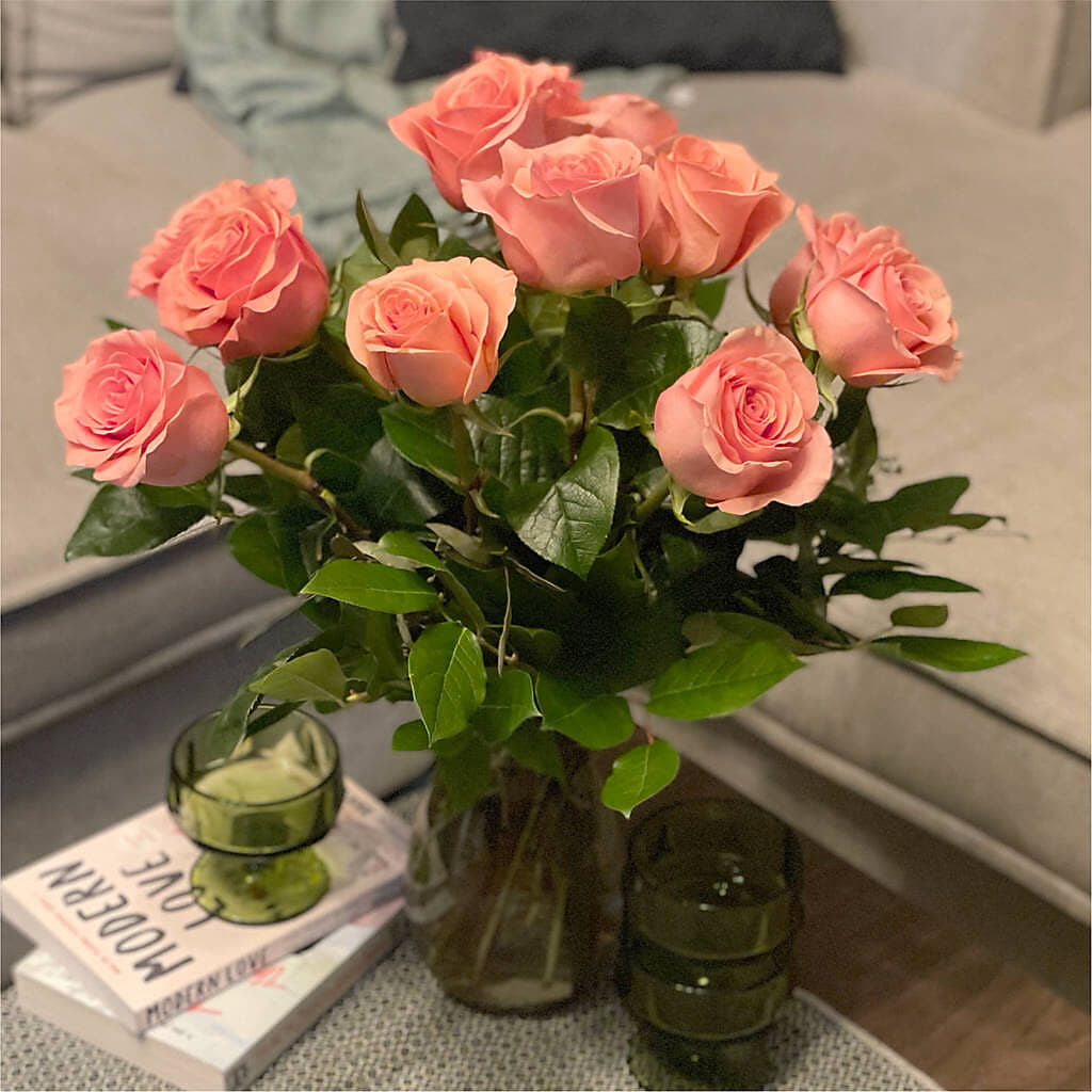 Long Stem Pink Rose Bouquet – MEME'S FRANKLIN FLOWER SHOP, Franklin LA