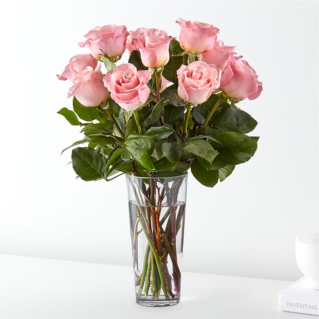 Long Stem Pink Rose Bouquet – MEME'S FRANKLIN FLOWER SHOP, Franklin LA