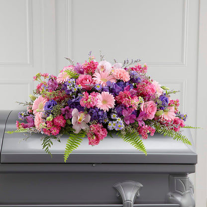 Glorious Garden Casket Spray – MEME'S FRANKLIN FLOWER SHOP, Franklin LA