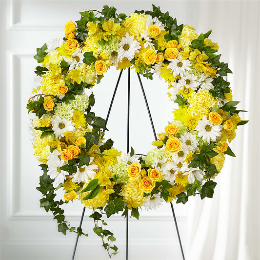 Golden Remembrance Wreath – MEME'S FRANKLIN FLOWER SHOP, Franklin LA
