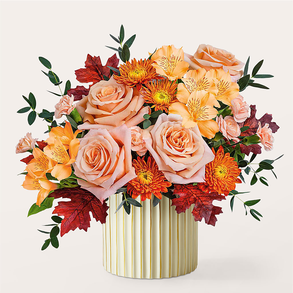 Spiced Latte Bouquet with Ivory Vase – MEME'S FRANKLIN FLOWER SHOP, Franklin LA
