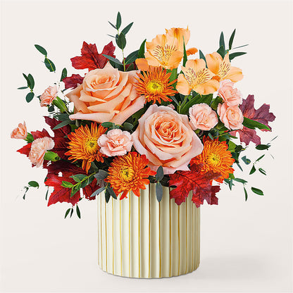 Spiced Latte Bouquet with Ivory Vase – MEME'S FRANKLIN FLOWER SHOP, Franklin LA