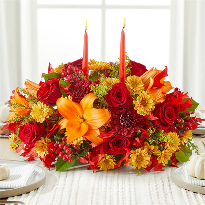 Autumn's Embrace Centerpiece – MEME'S FRANKLIN FLOWER SHOP, Franklin LA