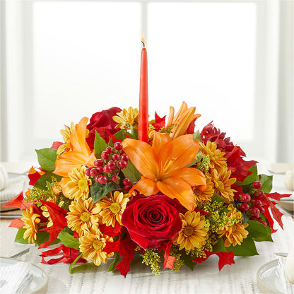Autumn's Embrace Centerpiece – MEME'S FRANKLIN FLOWER SHOP, Franklin LA