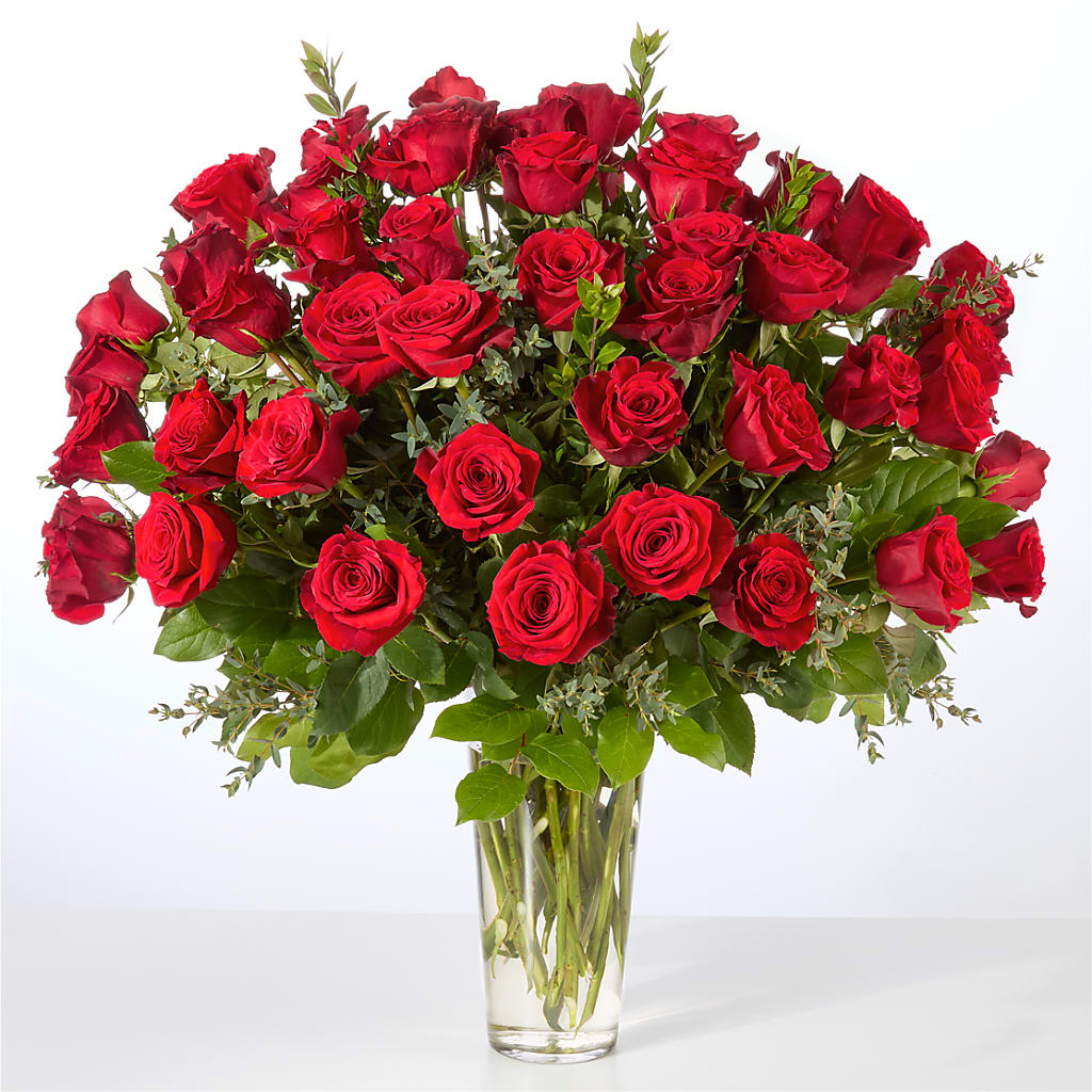Forever Yours Fifty Stem Red Rose Bouquet – MEME'S FRANKLIN FLOWER SHOP, Franklin LA