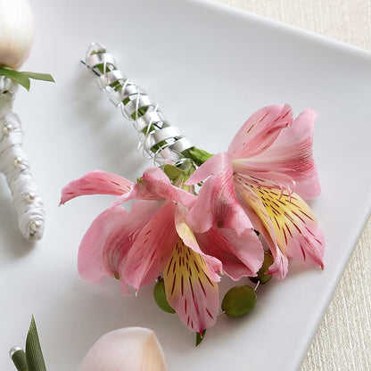 Pink Peruvian Lily Boutonniere – MEME'S FRANKLIN FLOWER SHOP, Franklin LA