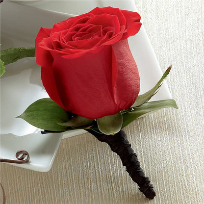 Red Rose Boutonniere – MEME'S FRANKLIN FLOWER SHOP, Franklin LA
