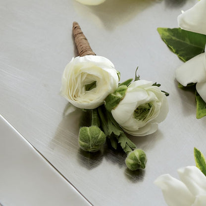 White Ranunculus Boutonniere – MEME'S FRANKLIN FLOWER SHOP, Franklin LA
